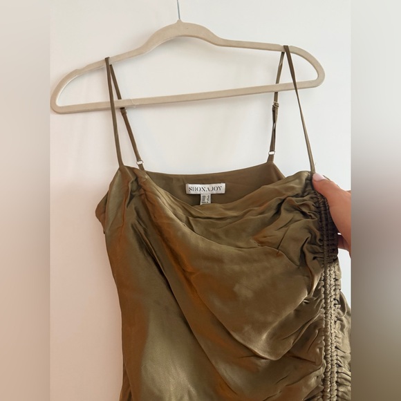 Shona Joy Elegant green olive Gold Evening Dress - Picture 2 of 2